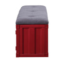 Cargo 56" Bench, Gray Fabric & Red Finish