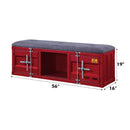 Cargo 56" Bench, Gray Fabric & Red Finish