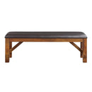 Apollo 60" Bench, Espresso Faux Leather & Walnut Finish