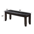 Urbana 48" Bench, Black Faux Leather & Espresso Finish