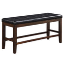 Urbana 48" Bench, Black Faux Leather & Espresso Finish