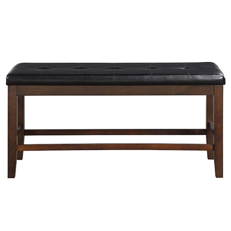 Urbana 48" Bench, Black Faux Leather & Espresso Finish