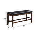 Urbana 48" Bench, Black Faux Leather & Espresso Finish