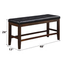 Urbana 48" Bench, Black Faux Leather & Espresso Finish