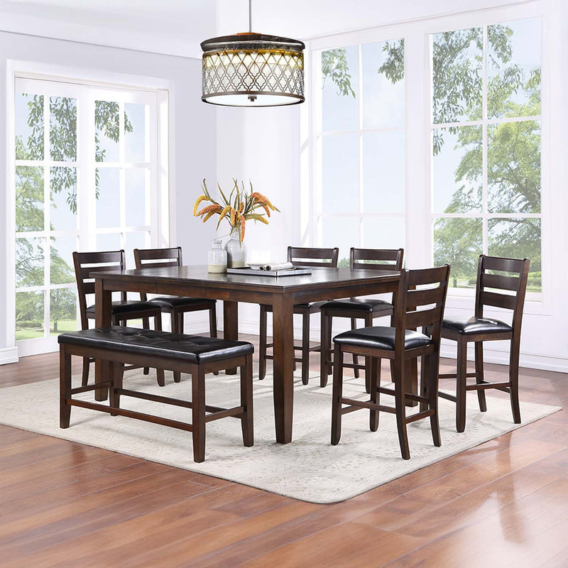Urbana 48" Bench, Black Faux Leather & Espresso Finish