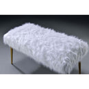 Bagley 38" Bench, White Faux Fur & Gold Finish