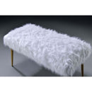 Bagley 38" Bench, White Faux Fur & Gold Finish