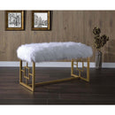 Bagley 38" Bench, White Faux Fur & Gold Finish