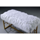 Bagley 38" Bench, White Faux Fur & Gold Finish