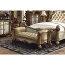 Vendome 74" Bench, Brass Faux Leather & Gold Patina Finish
