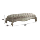 Versailles 65" Bench, Ivory Fabric & Bone White Finish