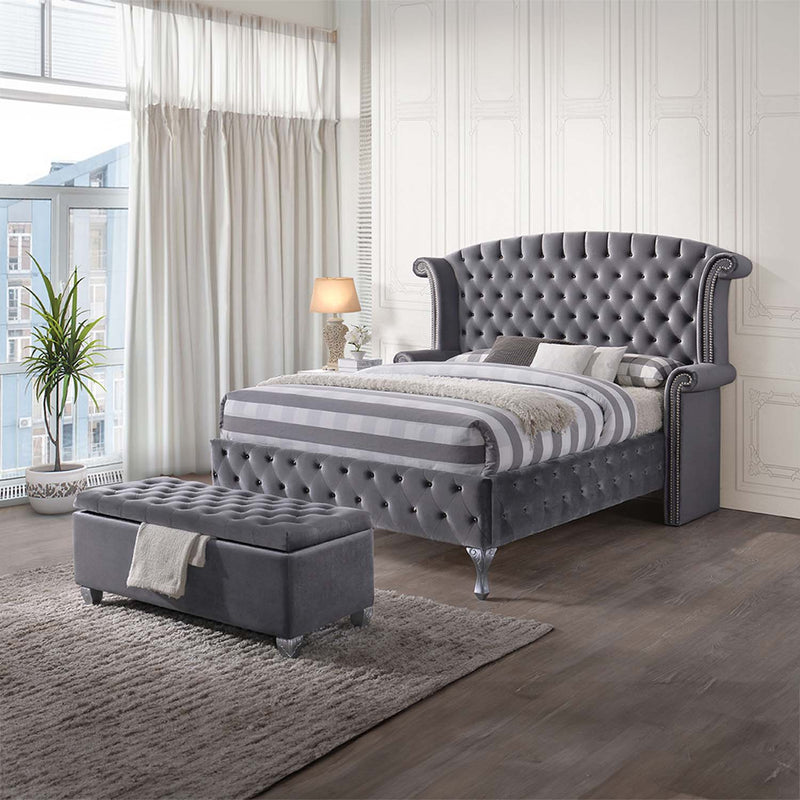 Rebekah 45" Bench, Gray Fabric