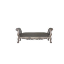 Dresden 78" Bench, Faux Leather & Vintage Bone White Finish
