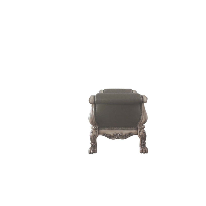Dresden 78" Bench, Faux Leather & Vintage Bone White Finish