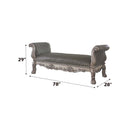 Dresden 78" Bench, Faux Leather & Vintage Bone White Finish