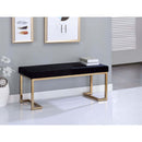 Boice 40" Bench, Black Fabric & Champagne Finish