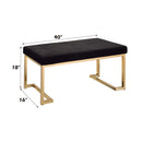 Boice 40" Bench, Black Fabric & Champagne Finish