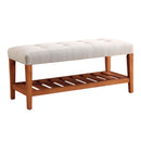 Charla 40" Bench, Light Gray Fabric & Oak Finish