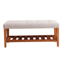 Charla 40" Bench, Light Gray Fabric & Oak Finish