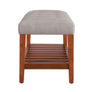 Charla 40" Bench, Light Gray Fabric & Oak Finish