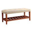 Charla 40" Bench, Beige Fabric & Oak Finish