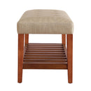 Charla 40" Bench, Beige Fabric & Oak Finish