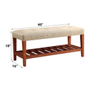 Charla 40" Bench, Beige Fabric & Oak Finish