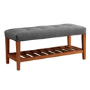 Charla 40" Bench, Gray Fabric & Oak Finish