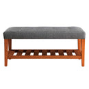 Charla 40" Bench, Gray Fabric & Oak Finish