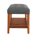 Charla 40" Bench, Gray Fabric & Oak Finish