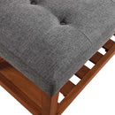 Charla 40" Bench, Gray Fabric & Oak Finish
