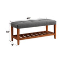 Charla 40" Bench, Gray Fabric & Oak Finish