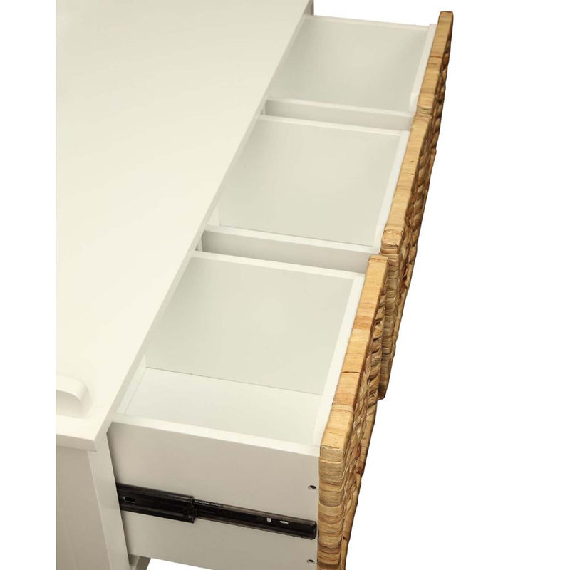 Flavius 43" Bench, Rattan & White Finish