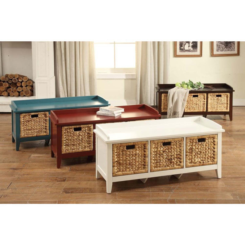 Flavius 43" Bench, Rattan & White Finish
