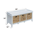 Flavius 43" Bench, Rattan & White Finish