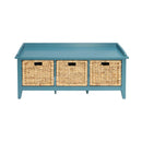 Flavius 43" Bench, Rattan & Teal Finish