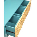 Flavius 43" Bench, Rattan & Teal Finish