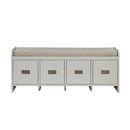 Berci 48" Bench, Beige Fabric & White Finish