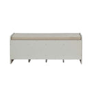Berci 48" Bench, Beige Fabric & White Finish
