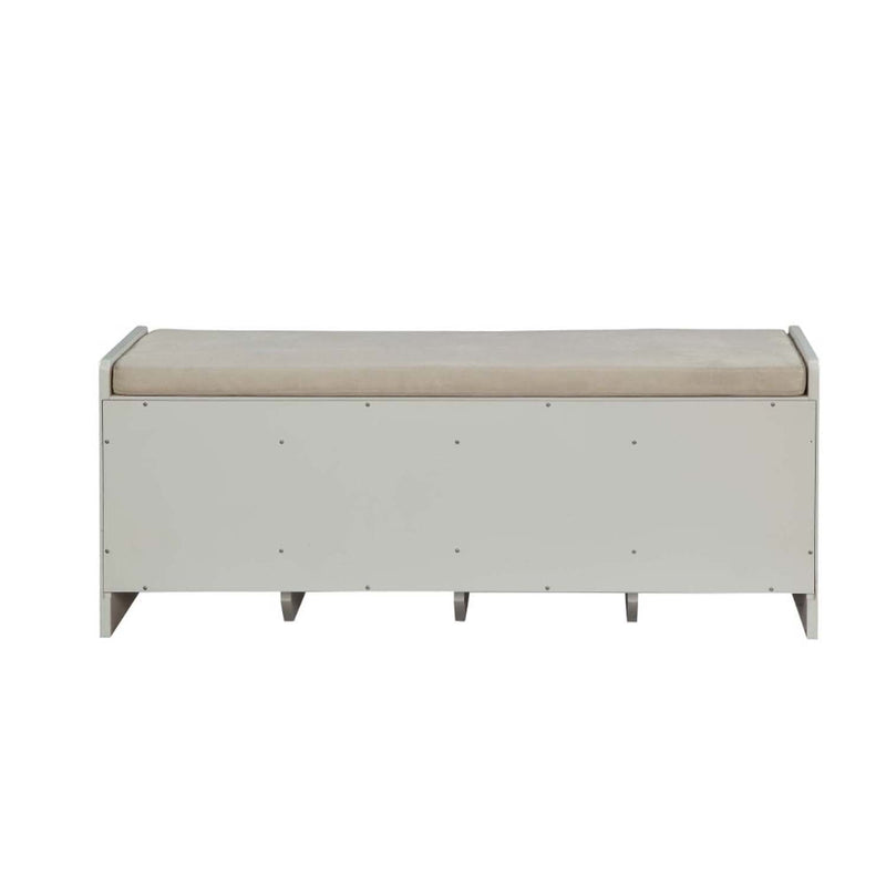 Berci 48" Bench, Beige Fabric & White Finish