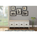 Berci 48" Bench, Beige Fabric & White Finish