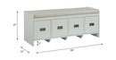 Berci 48" Bench, Beige Fabric & White Finish