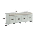 Berci 48" Bench, Beige Fabric & White Finish