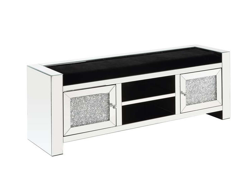 Noralie 59" Bench, Mirrored & Faux Diamonds