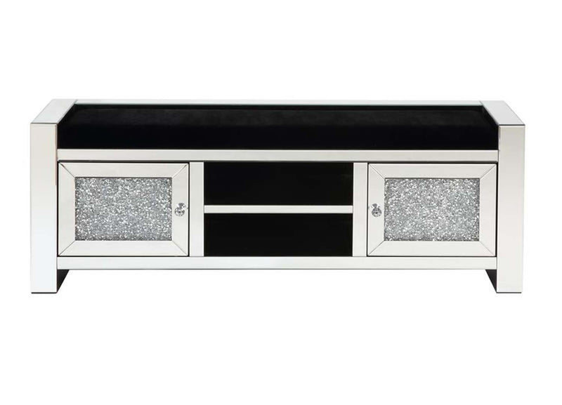 Noralie 59" Bench, Mirrored & Faux Diamonds