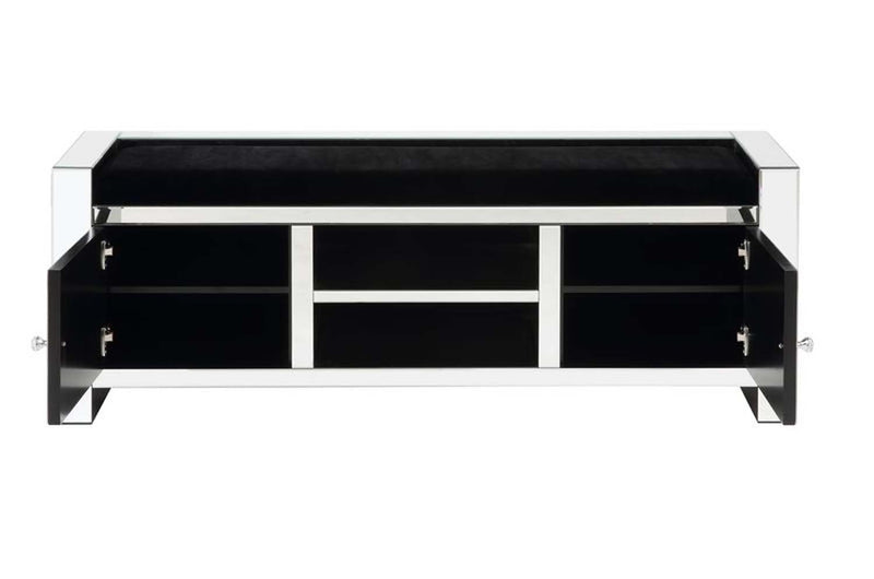 Noralie 59" Bench, Mirrored & Faux Diamonds