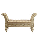 Seville 66" Bench, Gold Faux Leather & Gold Finish