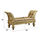 Seville 66" Bench, Gold Faux Leather & Gold Finish