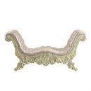 Vatican 75" Bench, Faux Leather, Light Gold & Champagne Silver Finish