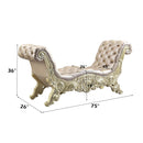 Vatican 75" Bench, Faux Leather, Light Gold & Champagne Silver Finish